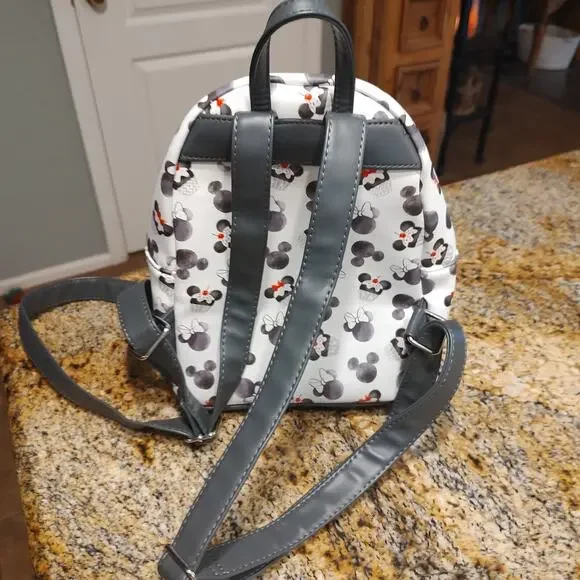 Loungefly Disney Mickey Minnie Mouse Cupcake Black & White Mini Backpack - Picture 7 of 13